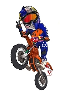 Kid With a Dirt Bike Helmet Cartoon Picture