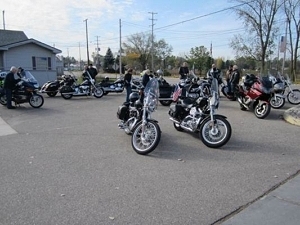 Group of Motorcyclists Parking